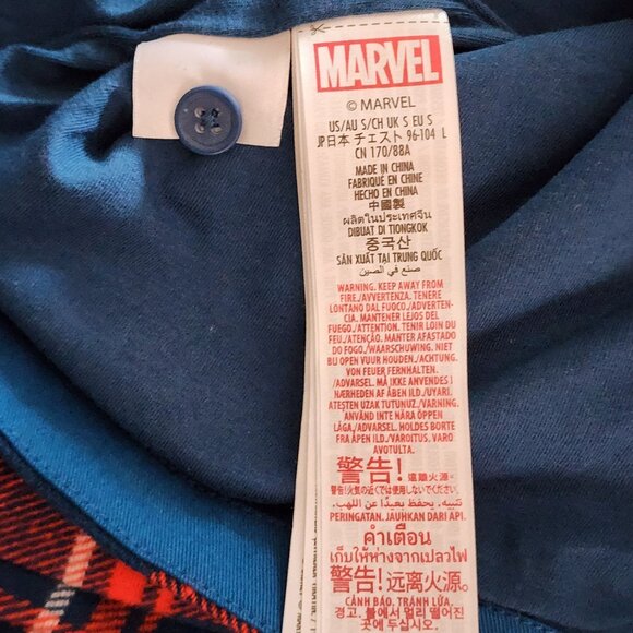 Disney Marvel Captain America Plaid Flannel Shirt Jacket Red & Blue Size S NWT - Picture 8 of 13